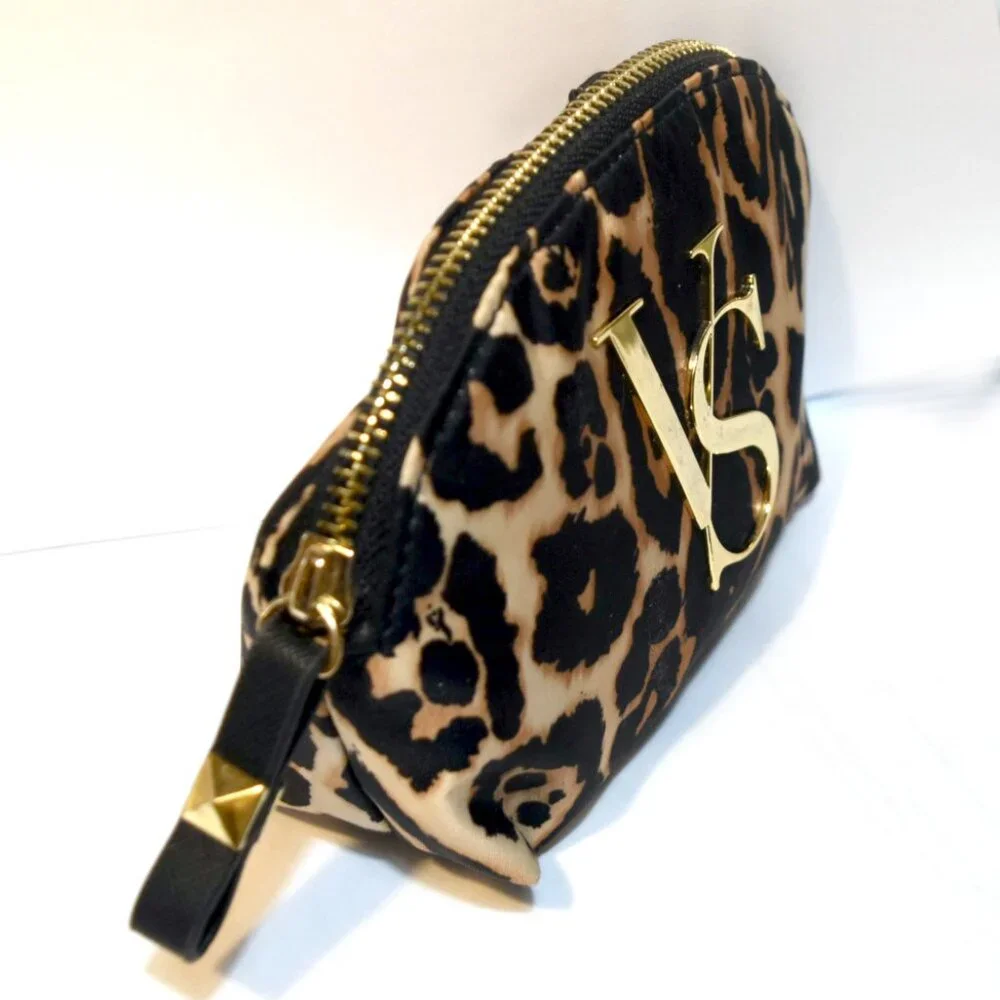 Victoria's Secret Leopard Print Cosmetic Pouch in Black and Tan